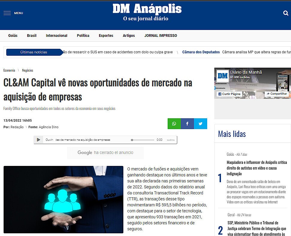 CL&AM Capital v novas oportunidades de mercado na aquisio de empresas